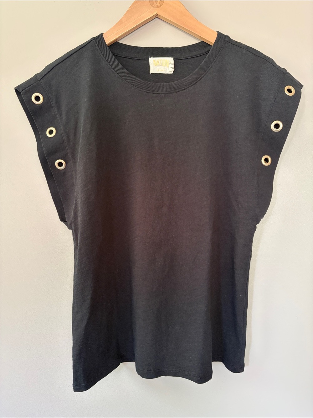 Nation LTD Oran Tank Gold Grommet Detail Top Jet Black Medium